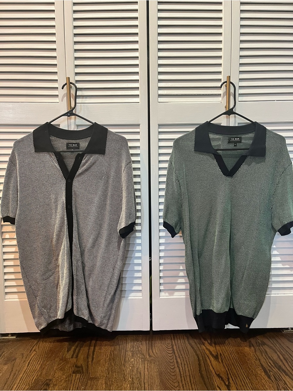 The Tie Bar Men’s Short-Sleeve Polo Pair - Gray and Green with Black Trim